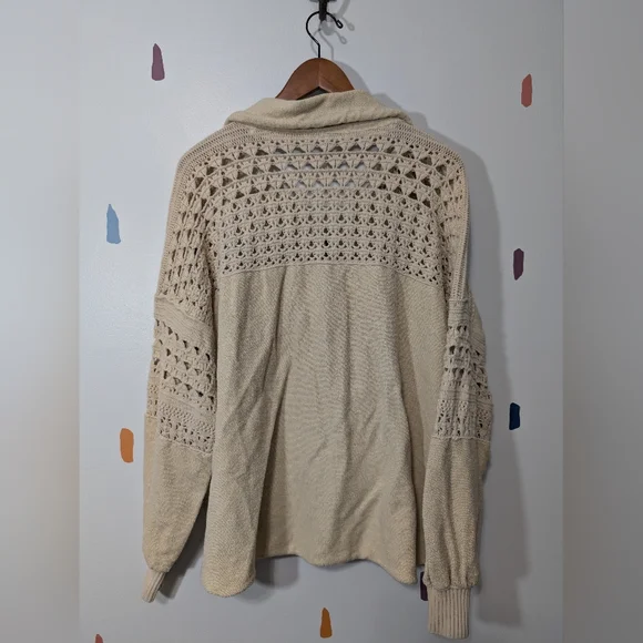 Free People Dune Bug Crochet Cardigan White Swan